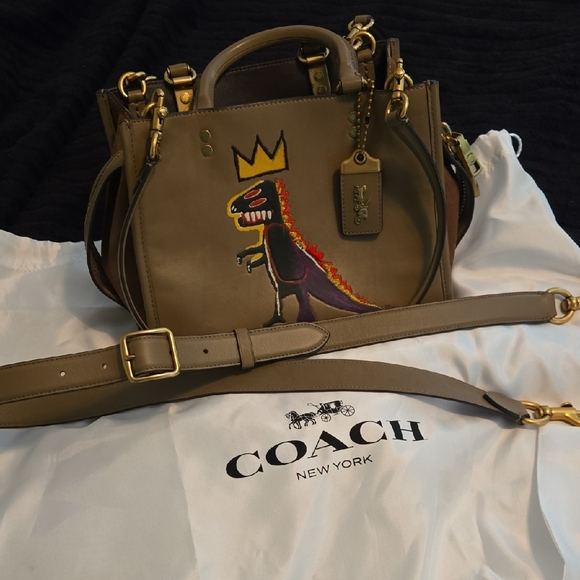 Coach X Basquiat Dinosaur Embroidered Handbag - Picture 8 of 9